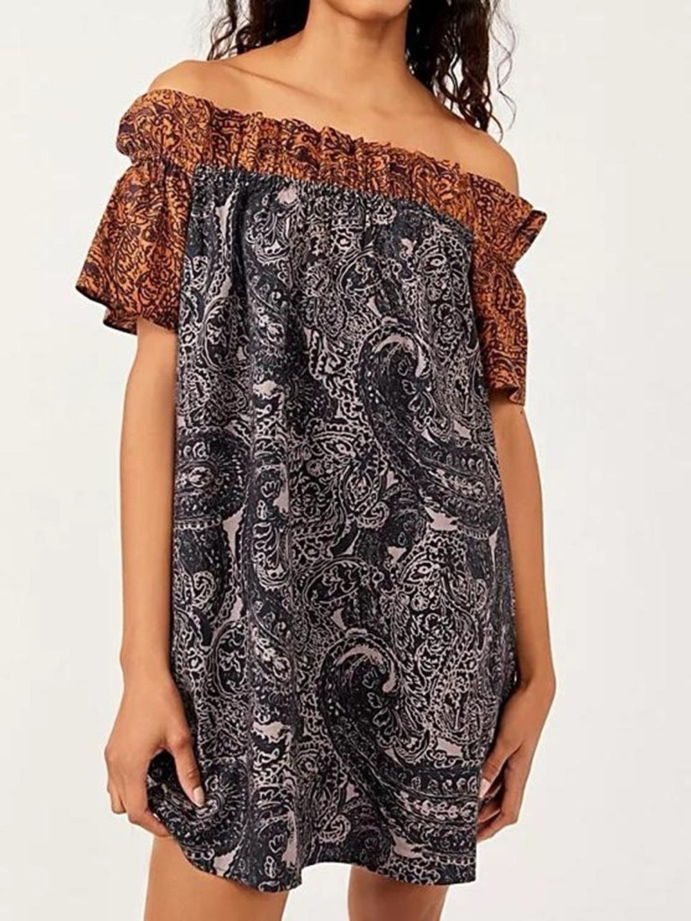FREE PEOPLE Sophie Off Shoulder Dress- Light Pink&Black Size: XS  (Brand New)